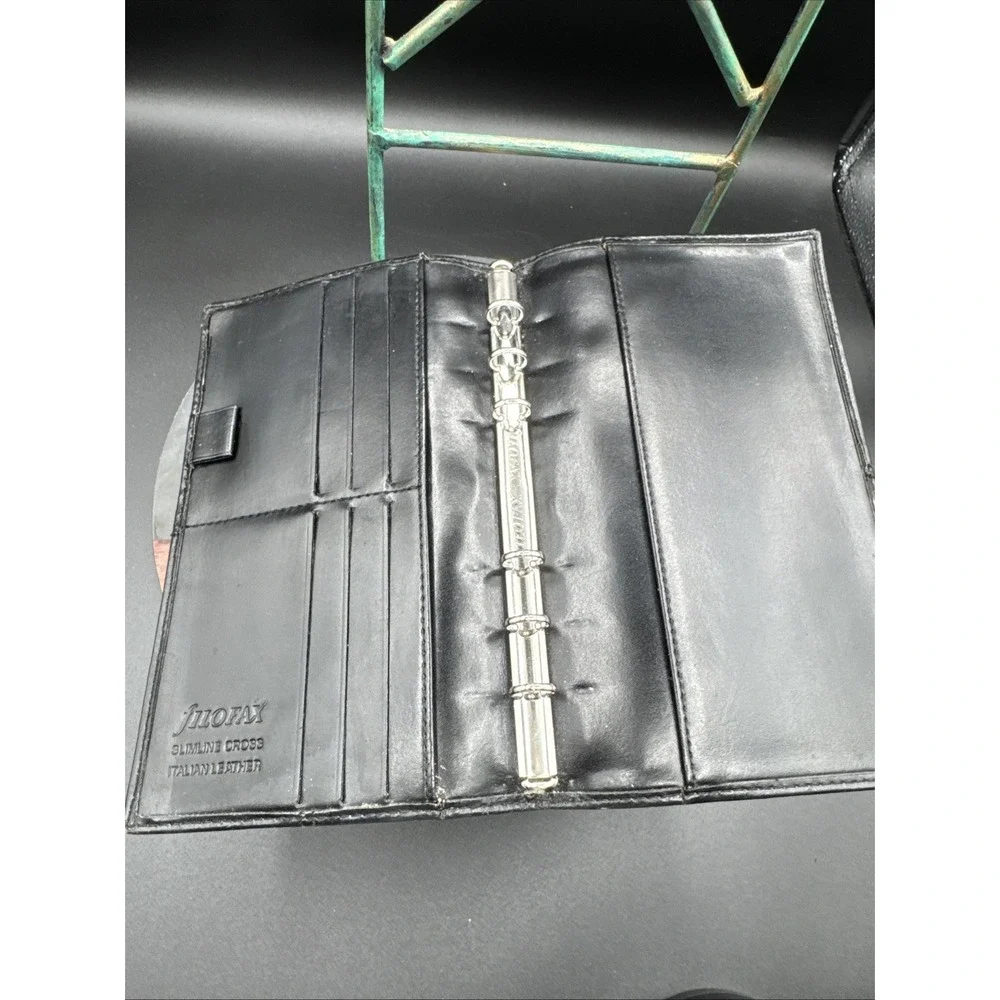 Vintage Filofax Slimline Cross Black Organiser Italian Leather Discontinued